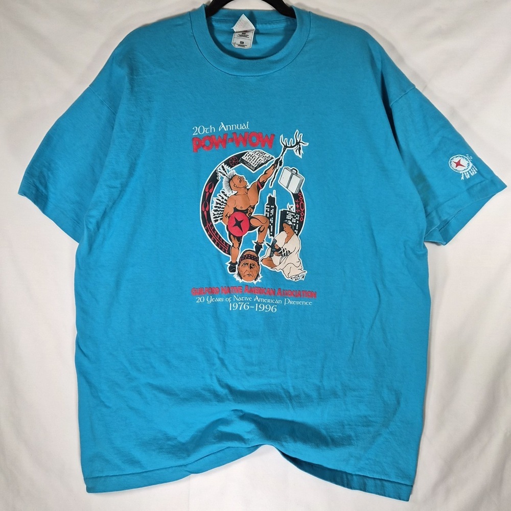 Vintage 1996 Pow Wow Native American Association Single Stitch Graphic T...